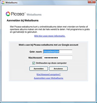picasa3 handleiding webalbums 4A